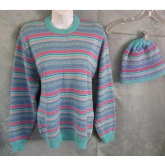 L.L. Bean Sweaters - 80's L L Bean Crewneck Sweater & Matching Hat